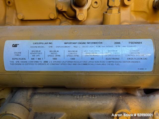 Used Caterpillar Generator Set, 550 KW / 688 KVA,  241 Hours, Diesel