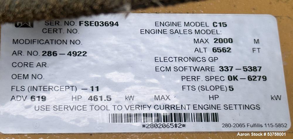 Used CAT Model C15 Engine 400kW Diesel Generator | Ready To Ship