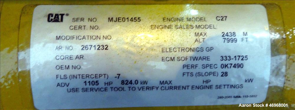 Unused Caterpillar 800 kW diesel generator set, CAT C27 engine EPA Tier 2 certif