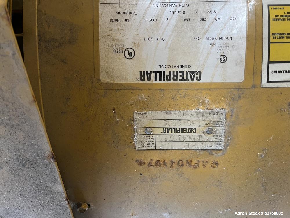 Used Caterpillar 750 kW standby (680 kW prime) diesel generator set, SN-DWB02826. CAT C27 engine rated 1068 HP at 1800 RPM, SN-MJE02825, EPA Tier 2 emissions. 3/60/277/480V, 12 lead reconnectable to ...