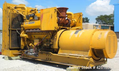 Used CAT 500 kW Diesel Generator Set. Caterpillar model D348 engine, serial #36J1341, rated 805 hp @ 1800 rpm. Generator End: Kato model 500SR9E, serial #71855-2, 3/60/277/480 volt. 791 hours.