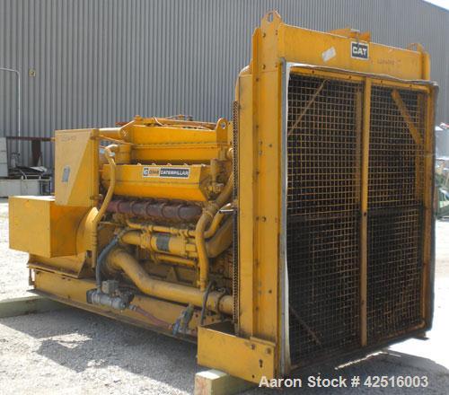 Used CAT 500 kW Diesel Generator Set. Caterpillar model D348 engine, serial #36J1341, rated 805 hp @ 1800 rpm. Generator End: Kato model 500SR9E, serial #71855-2, 3/60/277/480 volt. 791 hours.