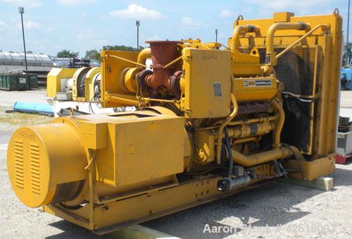 Used CAT 500 kW Diesel Generator Set. Caterpillar model D348 engine, serial #36J1341, rated 805 hp @ 1800 rpm. Generator End: Kato model 500SR9E, serial #71855-2, 3/60/277/480 volt. 791 hours.