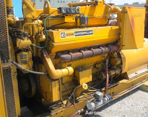 Used CAT 500 kW Diesel Generator Set. Caterpillar model D348 engine, serial #36J1341, rated 805 hp @ 1800 rpm. Generator End: Kato model 500SR9E, serial #71855-2, 3/60/277/480 volt. 791 hours.