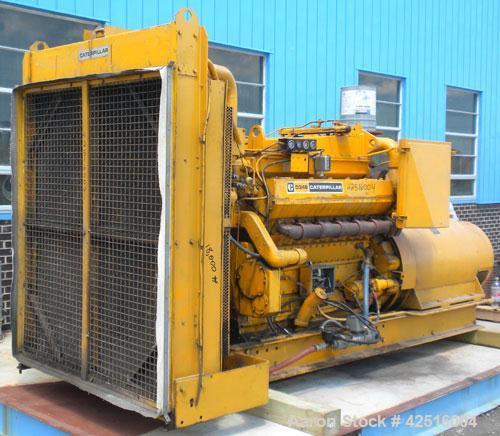 Used CAT 500 kW Diesel Generator Set. Caterpillar model D348 engine, serial #36J1381, rated 805 hp @ 1800 rpm. Generator End: Kato model 500SR9E, serial #71855-1, 3/60/277/480V. 839 hours. Year 1975.