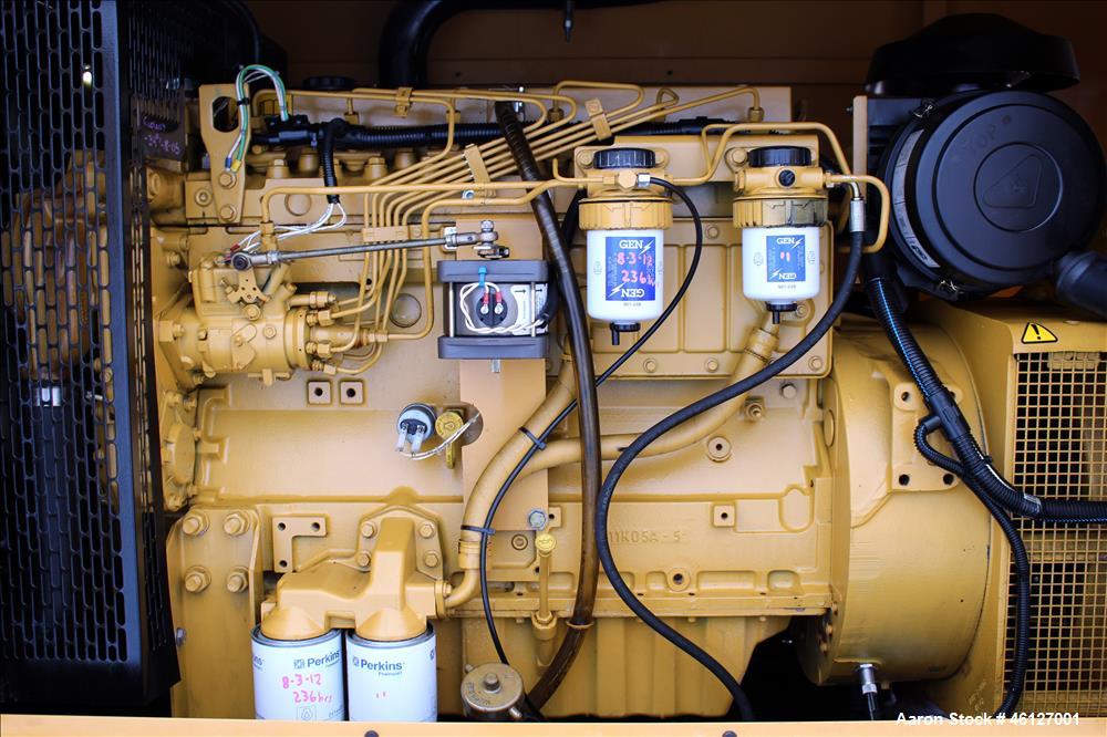 Used Caterpillar / Olympian 75 kW standby (67.5 kW prime) diesel generator set, model D75P1S, SN-OLY00000ANPS01614. Perkins engine rated 150 HP at 1800 RPM, SN-YB50852*U833984L. 3/60/120/208V reconne...