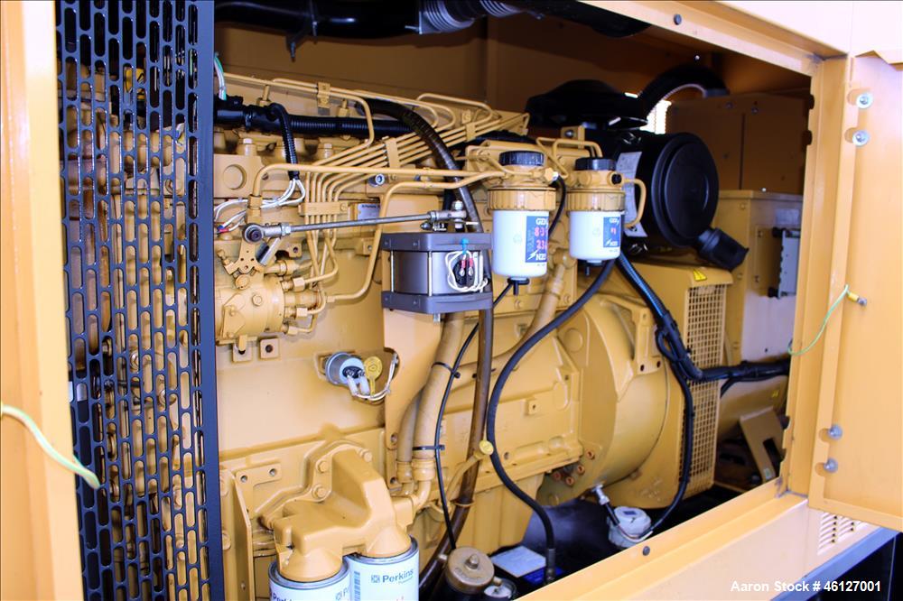Used Caterpillar / Olympian 75 kW standby (67.5 kW prime) diesel generator set, model D75P1S, SN-OLY00000ANPS01614. Perkins engine rated 150 HP at 1800 RPM, SN-YB50852*U833984L. 3/60/120/208V reconne...