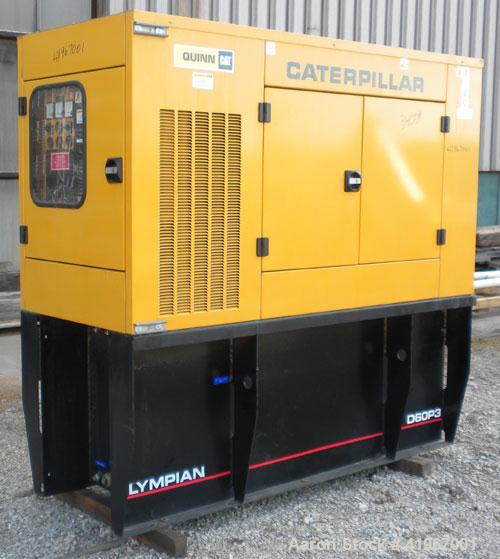 Used Cat/Olympian 60kW Standby Diesel Generator Set. Model D60P3_1, Serial# -OLY00000-VNPF02689. Perkins 4 cylinder diesel engine turbocharged aftercooled rated 122HP @ 1800RPM, type 2326/1500 Serial...