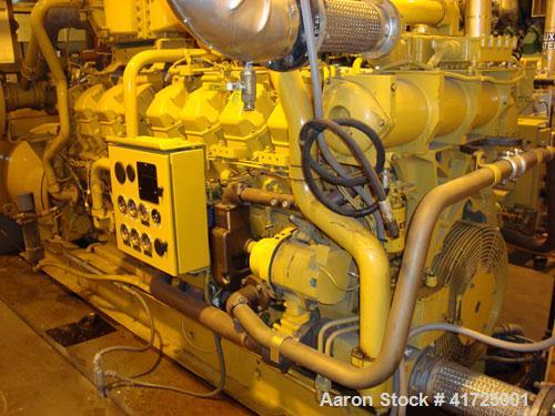 Used CAT 1300 kW cont rated natural gas generator set. CAT G3516B natural gas engine.
CAT generator end model SR4B 3/60/480V, 1800 rpm. 6027 hours. Built 1997.  Includes roof mounted muffler, existin...