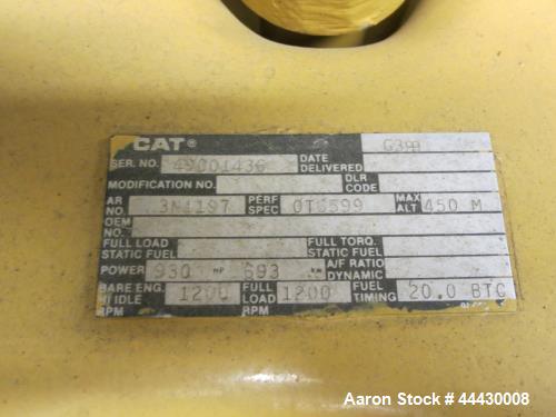 Used Caterpillar 650 kW  natural gas generator. CAT G399 engine
