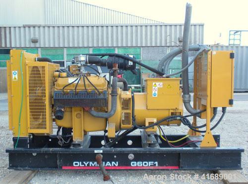 Used CAT/Olympian 60 kW Natural Gas Generator Set, Model G60F1, Serial #E0519A/001. Ford Motor Co natural gas engine, model WSG1068, V10. 3/60/120/240V. Hours 255, year 1999.