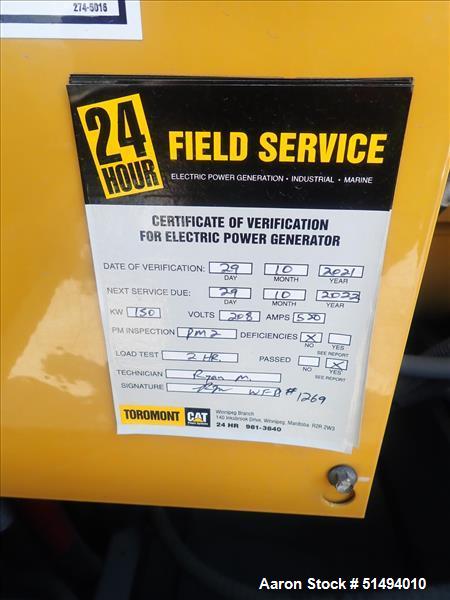 Used Caterpillar, Model: LC3014H, 150 KW/208v/520A/3PH, Synchronous Standby Dies