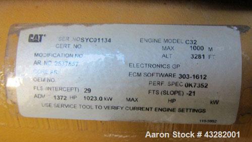 Used Caterpillar 1000kW standby (910kW prime) portable diesel generator set. CAT model C32 engine rated 1372 hp @ 1800 rpm, serial #SYC01134, EPA tier II. 3/60/480V 12 lead reconnectable generator mo...