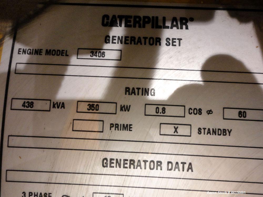Used Caterpillar 350 kW Standby Diesel Generator Set, CAT 3406 engine rated 519 hp @ 1800 rpm, serial #4ZR04681. 3/60/277/480V, 12 lead reconnectable. EMCP II digital control panel. 600 Amp mainline ...