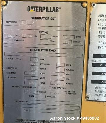 Used- Caterpillar 1250 kW Standby Diesel Generator Set