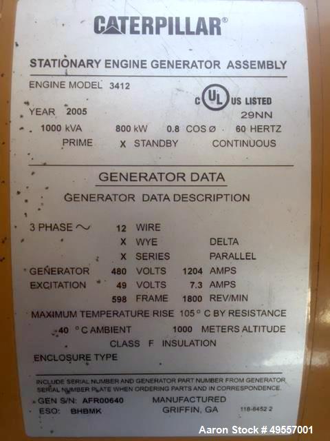 Used- Caterpillar Standby Genset / Generator,