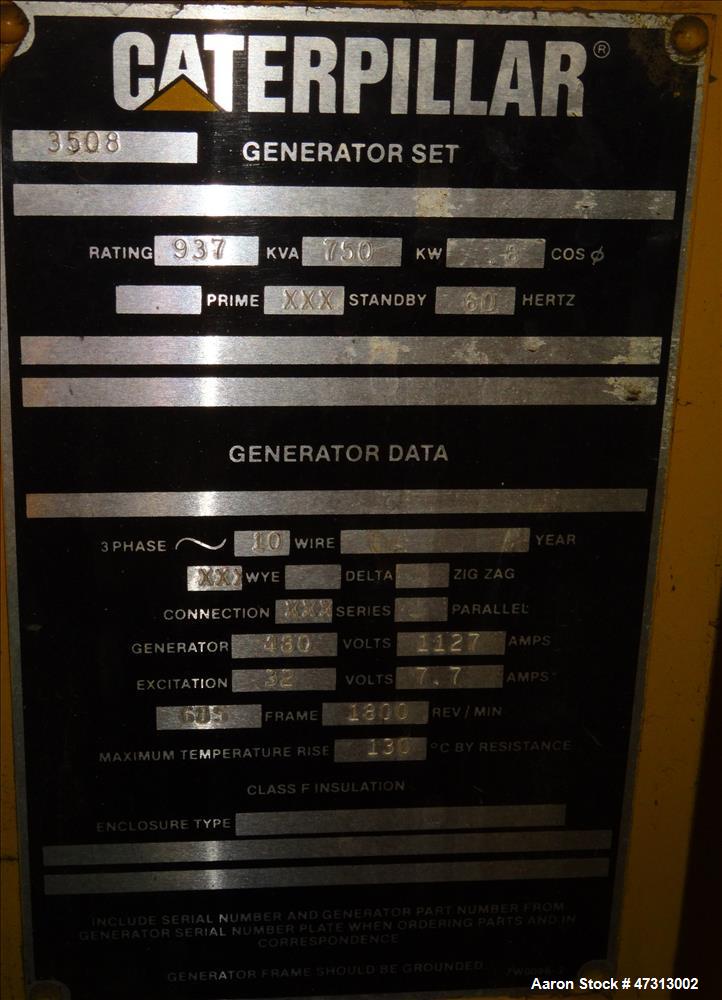 Used Caterpillar 750 kW Diesel Generator Set. CAT 3508 Engine