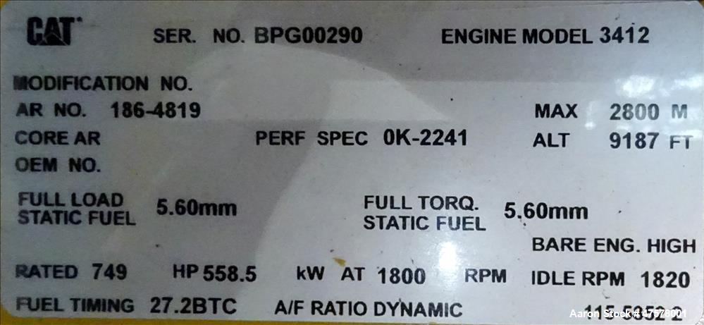 Used Caterpillar 500 kW diesel generator set. CAT 3412 engine. UL 2200 listed