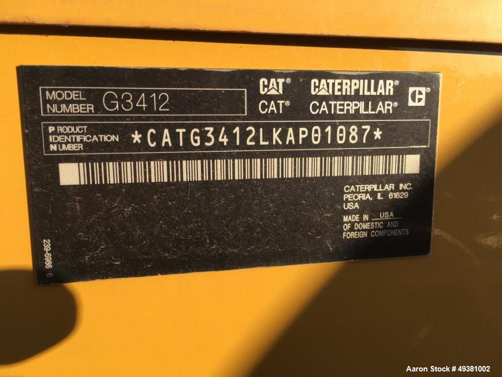 Used Caterpillar / CAT  Generator, 375 kW, Natural Gas, Model G3412C