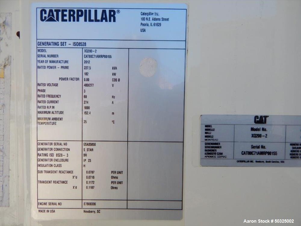 Used- Caterpillar Tier 4 Final Rental Grade 182 kW Portable Diesel Generator Set