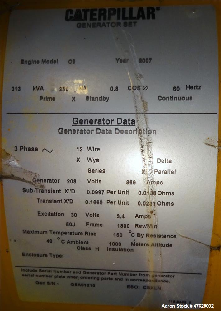 Used Caterpillar XQ250 rental grade portable generator CAT C9 EPA Tier 3