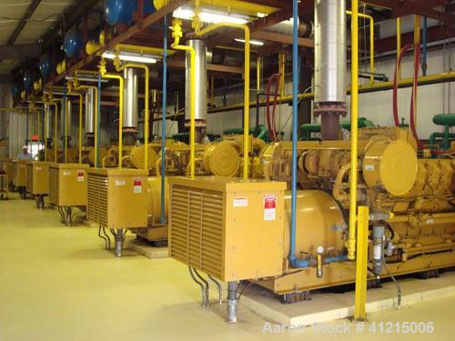 Used Power Plant consisting of (6) CAT G3516 low emmission natural gas fueled generator sets, 3/60/4160V, 1200 rpm. Each is rated 770 kW prime. (6) External cooling radiators. Includes metal frame bu...