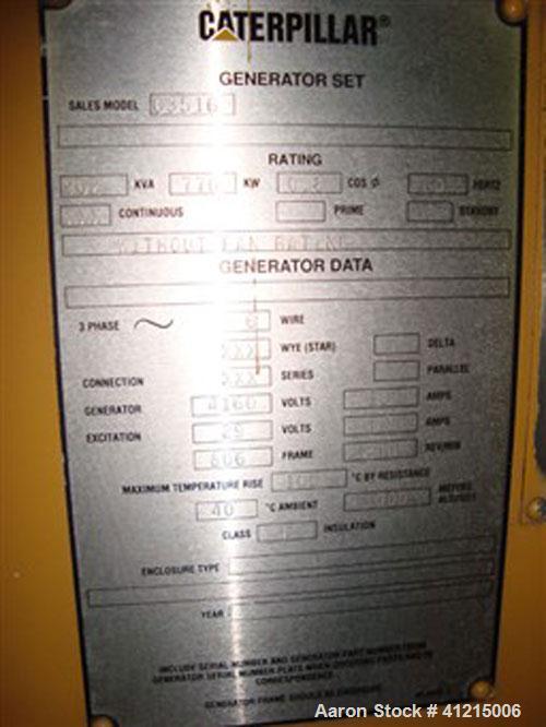 Used Power Plant consisting of (6) CAT G3516 low emmission natural gas fueled generator sets, 3/60/4160V, 1200 rpm. Each is rated 770 kW prime. (6) External cooling radiators. Includes metal frame bu...