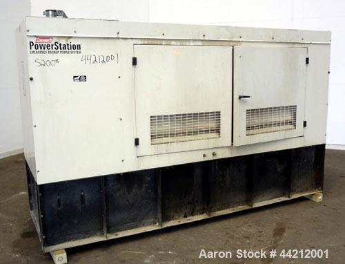 Used Coleman/Perkins 105 kW standby diesel generator set, model PM5105E42D, SN-8217. 3/60/277/480V. 200 Amp main-line circuit breaker. Weather enclosure, 250 gallon sub-base fuel tank. 140 hrs. Year ...