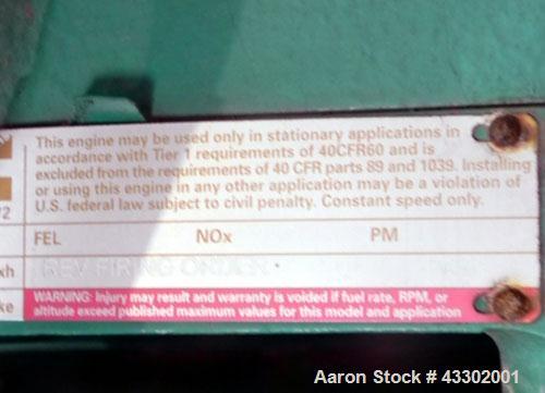 Unused- Cummins 1500 kW standby (1250 kW prime) Diesel Generator Set, model DFLE-5774913, serial #L060002970. Cummins KTA 50...