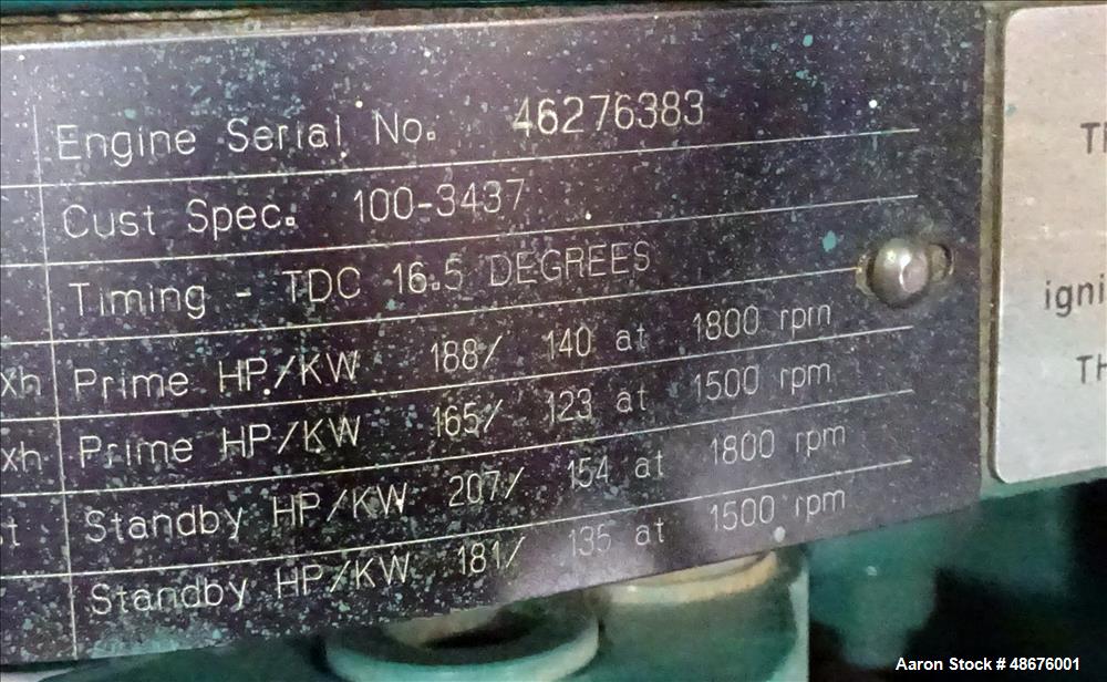 Used Cummins 125 kW standby diesel generator set, model DGEA-5595795