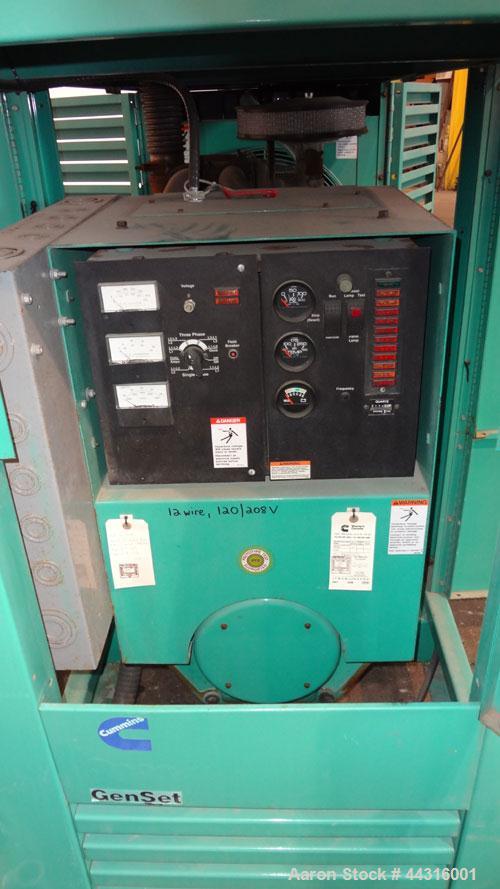 Used Cummins Onan 100kW Standby Natural Gas Generator Set. Cummins model 100ENBA, SN-K960622806. Ford LSG-8751- 6005-A engine rated 173 HP @ 1800 RPM. 3/60/120/208V, 12 lead reconnectable, rated 67 k...