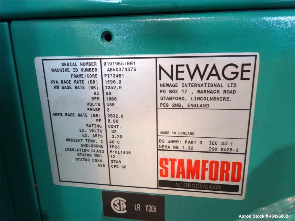 Used Cummins 1250 kW Standby Diesel Generator Set, Model 1250DFLC-5041.