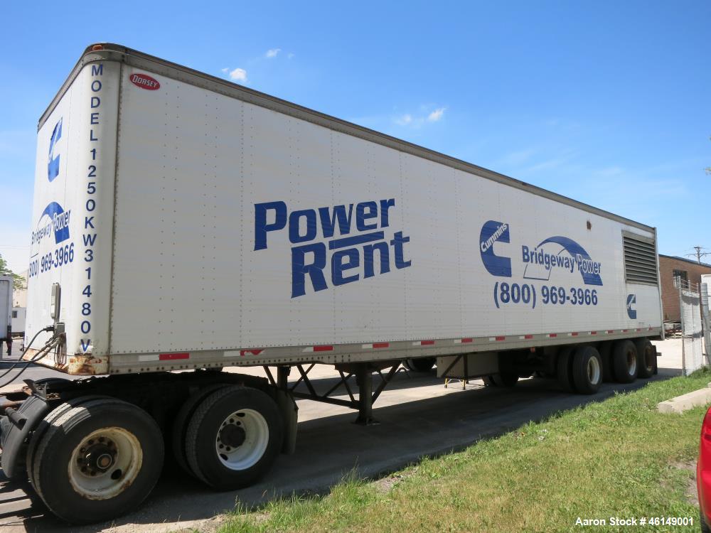 Used Cummins 1250 kW standby (1100 kW prime) portable / trailer mounted diesel generator set, model 1250DFLC-947708, SN- F980750028. Cummins KTA50-G3 engine rated 1850 HP at 1800 RPM, SN-33140632. 3/...
