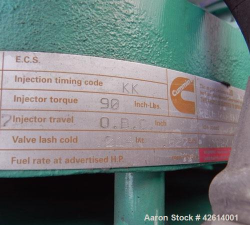 Used Cummins / Onan 1500 kW standby diesel generator set. Cummins model 1500 DFLE SN-I000146270. Cummins model KTA50-G9 engine SN-33146824 rated 2220 hp @ 1800 rpm. 3/60/480V. 2500 Amp main-line circ...