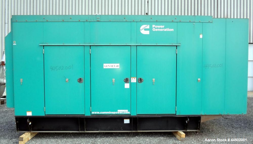 Used Cummins 250 kW standby (225 prime) diesel generator set, model 250DQDAA-543387B, SN- E090001182. Cummins QSL9-G3 NR3 engine rated 399 HP at 1800 RPM, SN-46997046, emissions EPA tier 3 certified....