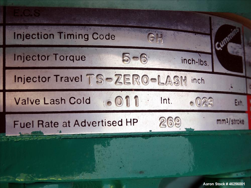 Used Cummins 300 kW standby (270 kW prime) diesel generator set, model 300DFCB, SN-F910400725. Cummins NTA-855-G2 engine rated 465 HP at 1800 RPM, SN-30331560. 3/60/277/480V. 500 Amp main-line circui...