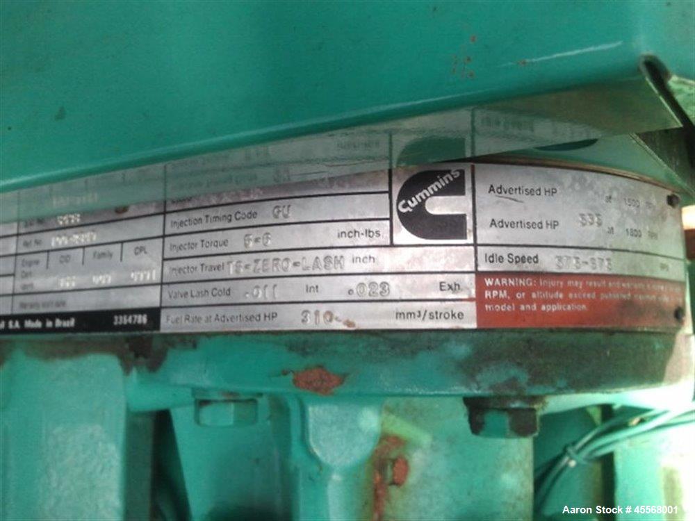 Used Cummins 350 kW Portable / Trailered Diesel Generator Set, Model 350DFCC, Serial #H910413853. Cummins NTA855-G3 engine rated 535 hp at 1800 rpm, Serial #30332060. 3/60/277/480V. PMG - Permanent M...