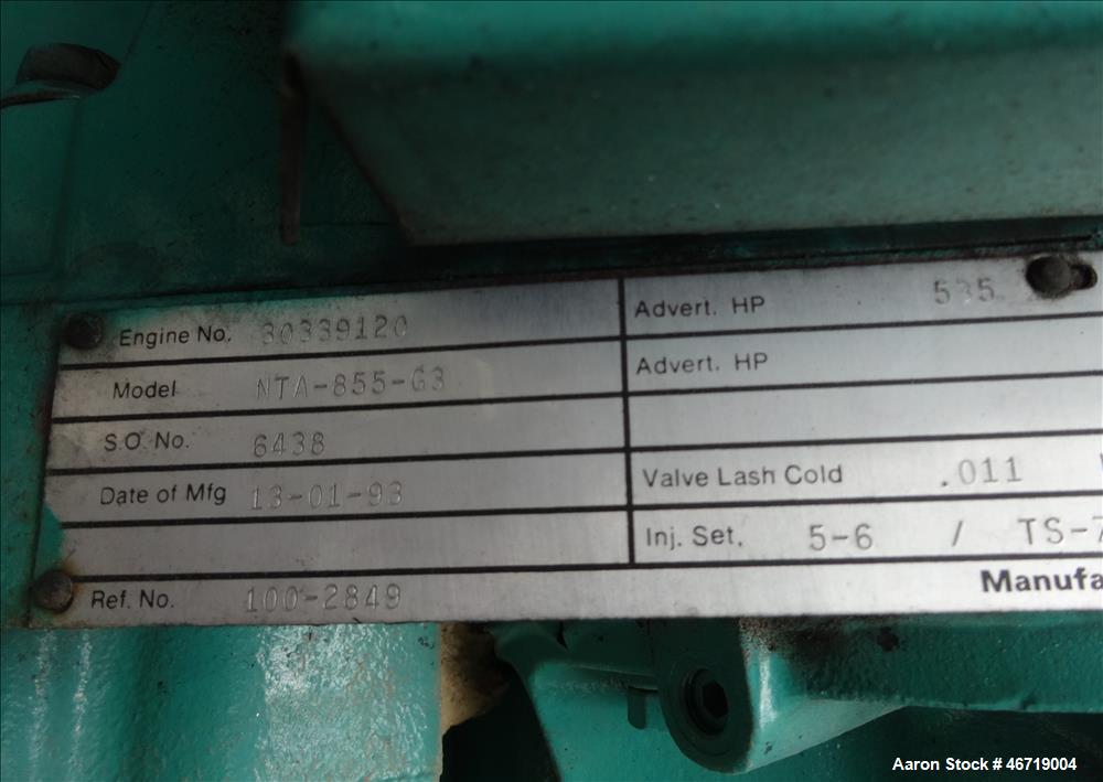 Used Cummins 350 kW diesel generator model 350DFCC. Cummins NTA-855-G3 engine