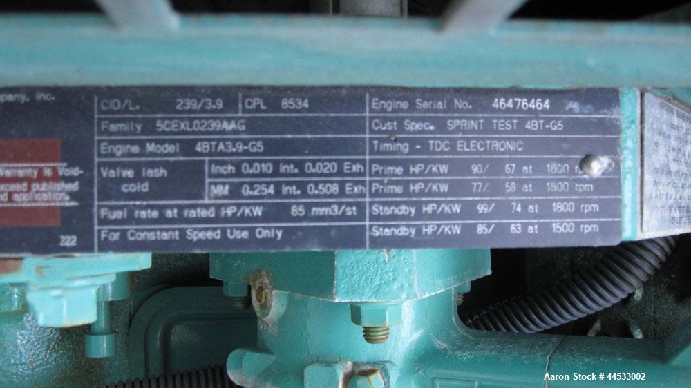 Used Cummins 35 kW Standby Diesel Generator Set, Model 35DGBB