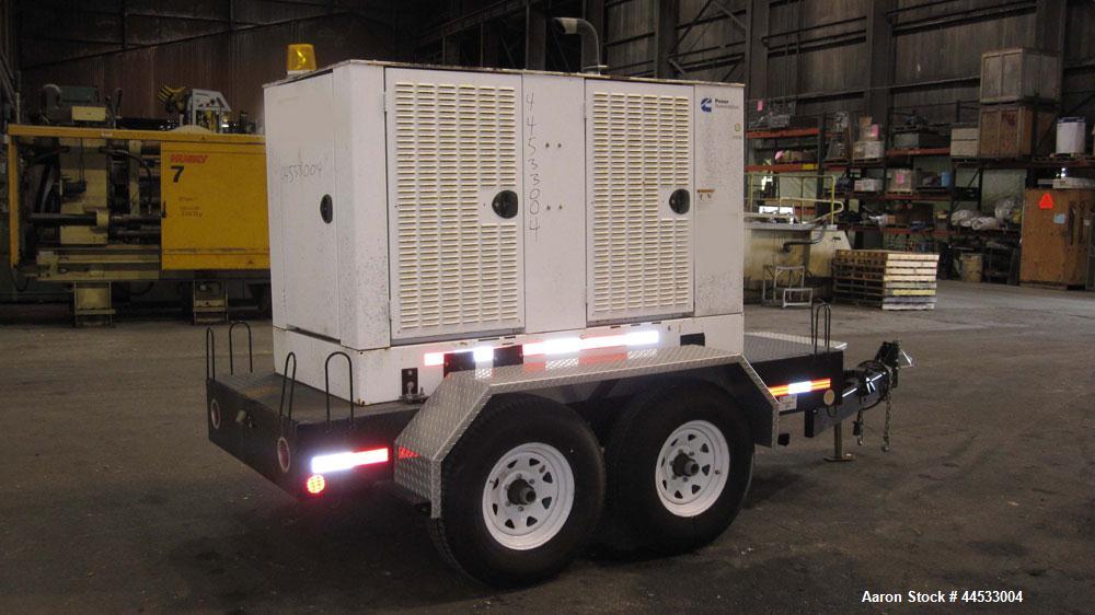 Used Cummins 35 kW standby (32 kW prime) portable / trailer mounted diesel generator set, model 35DGBB, SN-K040710175.  Cummins 4BTA3.9-G5 engine rated 68 HP at 1800 RPM. 3/60/277/480V also rated 35k...