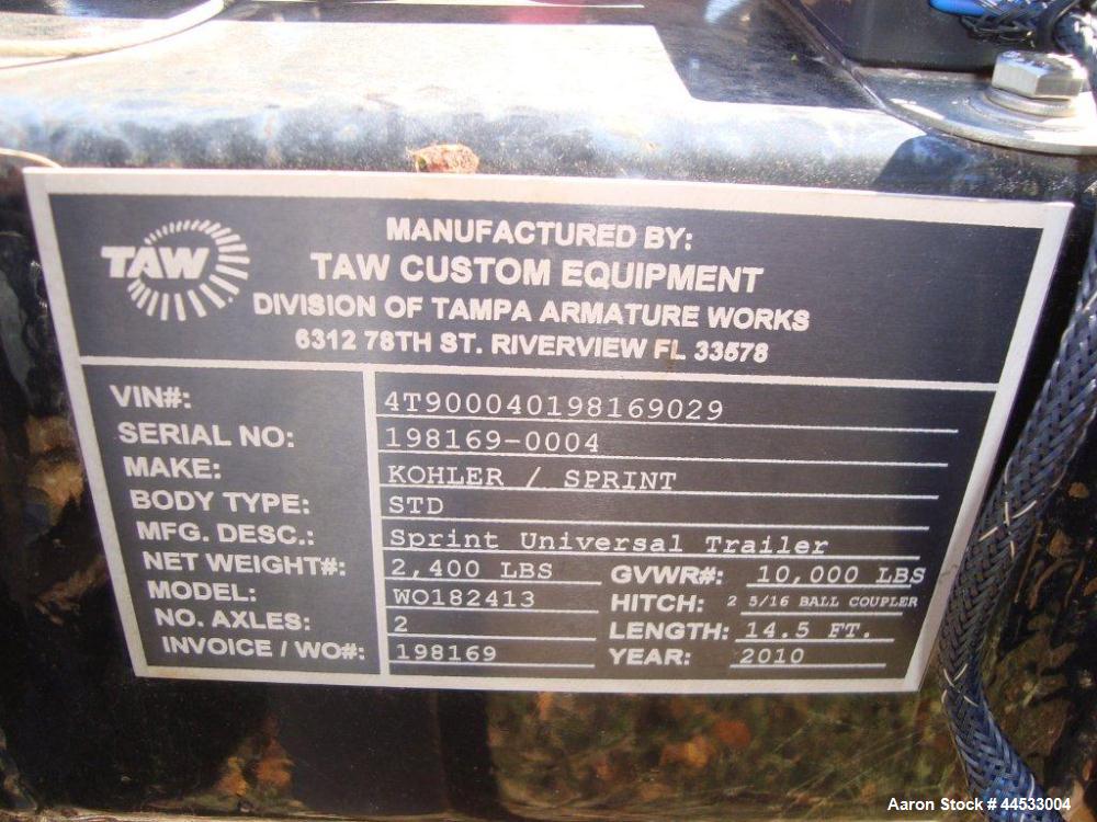Used Cummins 35 kW standby (32 kW prime) portable / trailer mounted diesel generator set, model 35DGBB, SN-K040710175.  Cummins 4BTA3.9-G5 engine rated 68 HP at 1800 RPM. 3/60/277/480V also rated 35k...