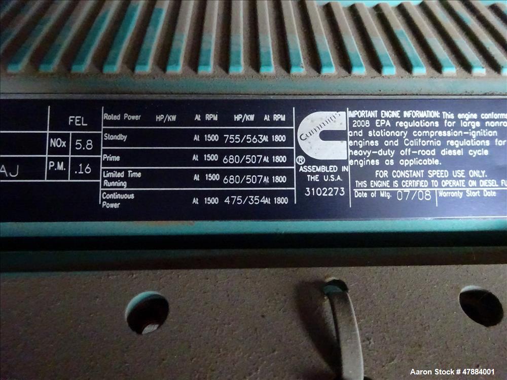 Cummins 500 kW diesel generator. Cummins QSK15-G9 engine, EPA Tier 2
