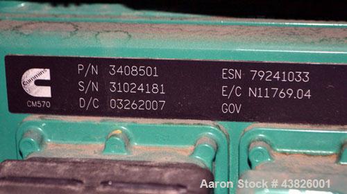 Used Cummins 500 kW Standby (455kW prime) Diesel Generator Set, Model DFEK-5787986, SN- D070043071. Cummins QSX-15-G9 rated 755 HP @ 1800 RPM, emissions EPA Tier 2 certified. 3/60/277-480V. 800 Amp m...