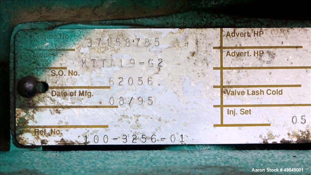 Used Cummins 500 kW Standby Diesel Generator Set, Model 500DFFB