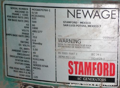 Used Cummins 500kW Natural Gas Generator Set. Cummins model 500GFGA, serial #EM05A070760. Cummins GTA28 engine serial #25299870 rated 770 hp @ 1800 rpm. 3/60/277-480V, currently set up for 208V, reco...