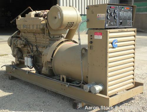 Used Cummins 350kW diesel generator Set. Model 502FDR7020JJW, Cummins NTTA855GS2 engine, SN-30127412, 535HP @ 1800 RPM. 3/60/277/480V. Remote radiator.battery charger, block heater. 470 hrs. Yr 1986.
