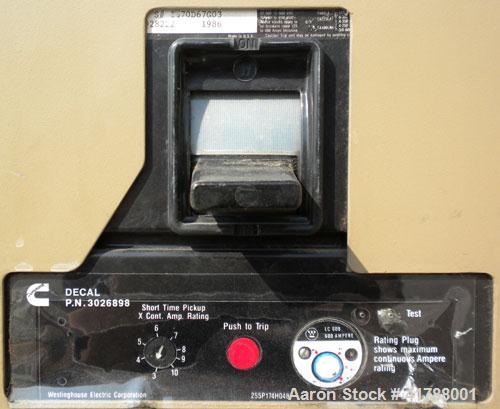 Used Cummins 350kW diesel generator Set. Model 502FDR7020JJW, Cummins NTTA855GS2 engine, SN-30127412, 535HP @ 1800 RPM. 3/60/277/480V. Remote radiator.battery charger, block heater. 470 hrs. Yr 1986.