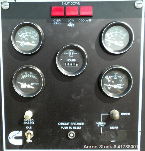 Used Cummins 350kW diesel generator Set. Model 502FDR7020JJW, Cummins NTTA855GS2 engine, SN-30127412, 535HP @ 1800 RPM. 3/60/277/480V. Remote radiator.battery charger, block heater. 470 hrs. Yr 1986.