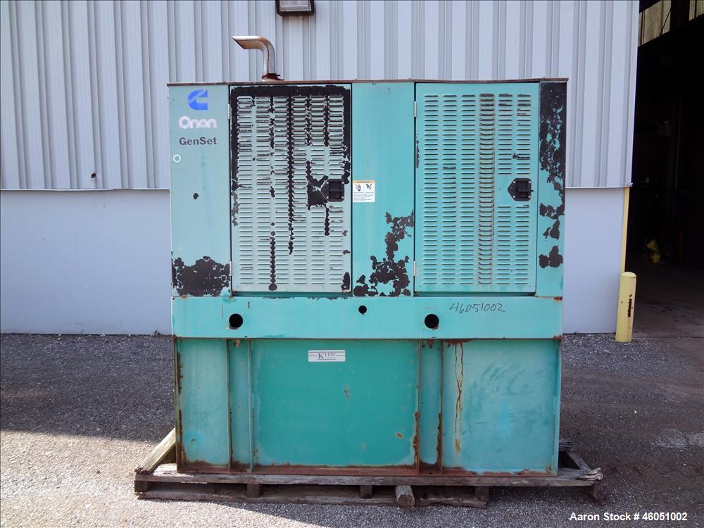Used Cummins 50 kW standby (45 kW prime) diesel generator set, model 50DGCA, SN-C970633354. Cummins 4BT3.9-G1 engine rated 88 HP at 1800 RPM, SN-45494533. Rated and currently set up 50 kW 1/60/120/24...
