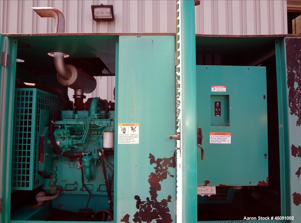 Used Cummins 50 kW standby (45 kW prime) diesel generator set, model 50DGCA, SN-C970633354. Cummins 4BT3.9-G1 engine rated 88 HP at 1800 RPM, SN-45494533. Rated and currently set up 50 kW 1/60/120/24...